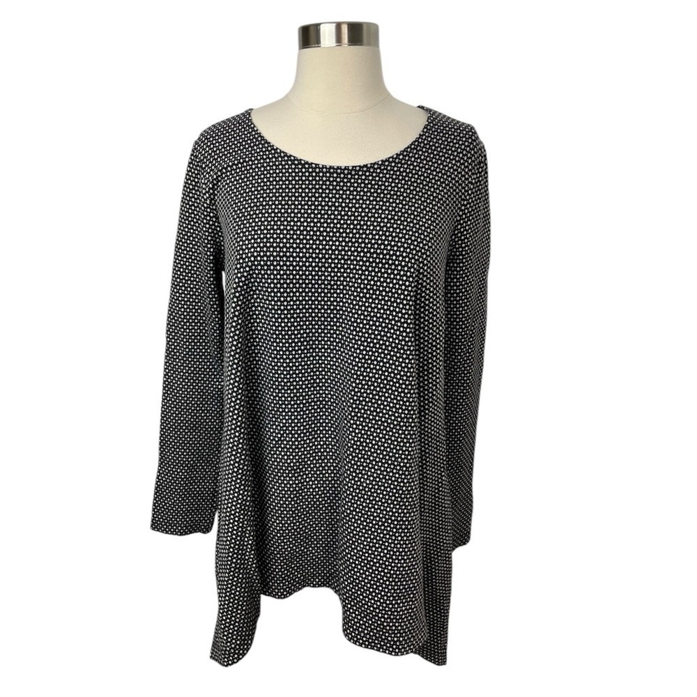 Bryn Walker Charles Tunic Black White Polka Dot Assymetrical Long Sleeve Small